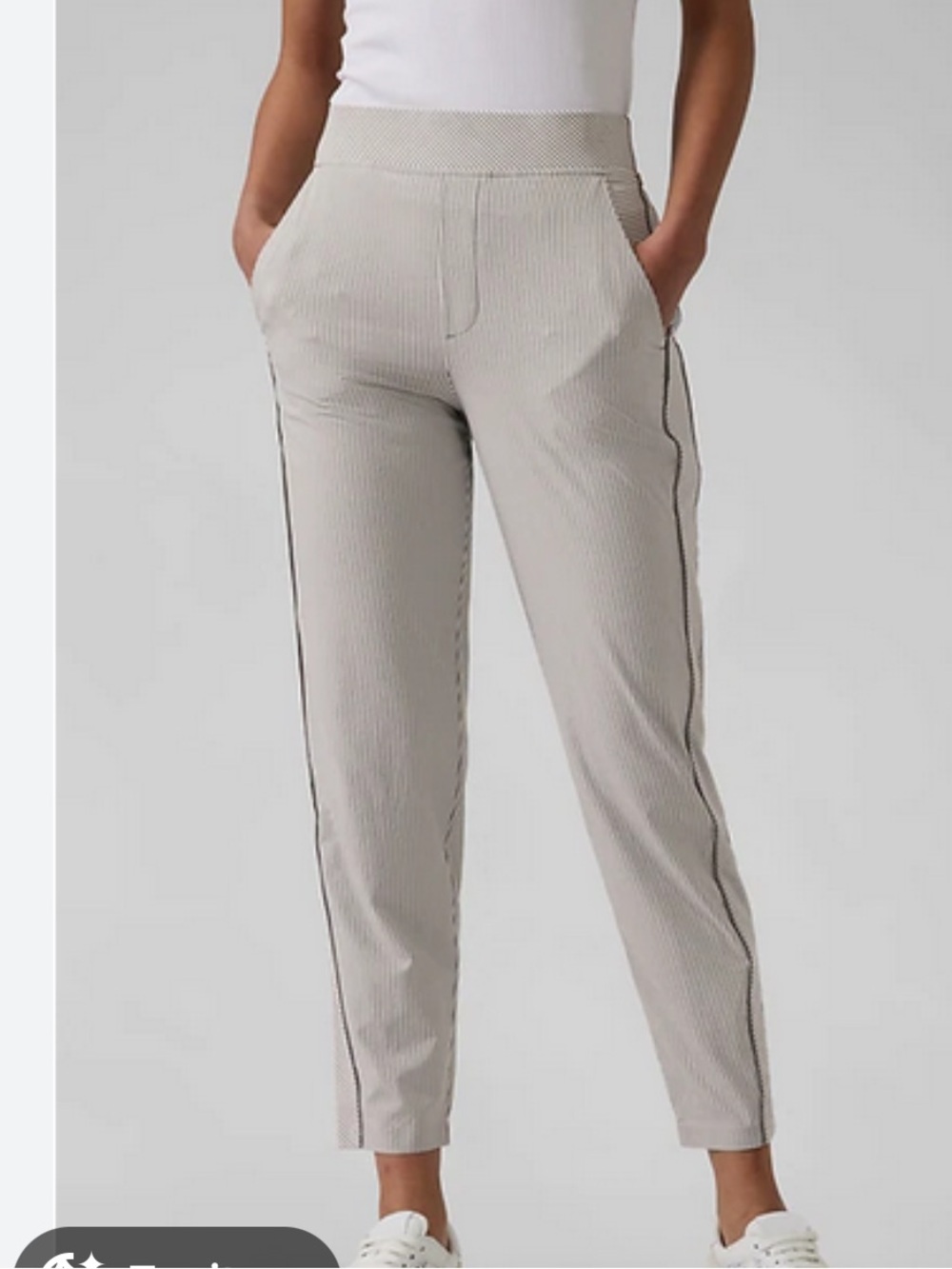 Athleta Brooklyn Textured Ankle Pant City Stripe Coast Gray Pull-On Trouser 4